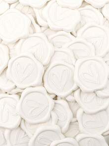 50pcs Heart Shaped Self-Adhesive Wax Seal Stickers For Gifts, Wedding Invitations, Envelopes, Journals, Sewing, Teacher Stamps, Wax Seals, Weddings, Christmas - White - White - View 7