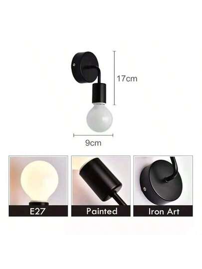 Rustic Metal Wand Lamps, E27 Base, Semi Recessed Installation, 60W, Bulb Not Included, 110V 240V view 6