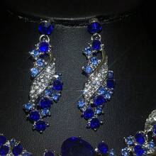 1 Set Women's Jewelry Set, Vintage Rhinestone Inlaid Earrings & Necklace 3-Piece Set, Suitable For Brides, Weddings, Banquets, Parties