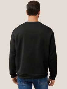 Felpa unisex personalizzata con stampa grafica, include tecnica di stampa a floccaggio, casual, vestibilità morbida, adatta per vacanze, attività all'aperto, festività, possibilità di utilizzare proprie foto o loghi, adatta per coppie, scherzi, regali a sorpresa, abbigliamento sportivo da ragazzo/ragazza, stile basic, autunno/inverno, streetwear, regalo ideale per fidanzato, fidanzata, famiglia, regalo natalizio per lui, manica lunga - nero - Visualizzare 6