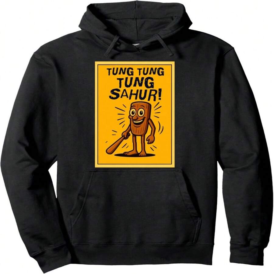 Tung Tung Tung Sahur Comic Poster Brainrot Pullover Hoodie - 黑11 - 查看 1
