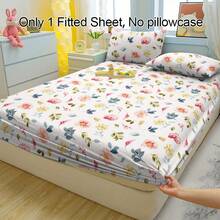 1 Peça Lençol Ajustável com Estampa Floral e Folhas, Respirável, Macio e Confortável, Protetor de Colchão para Quarto, Quarto de Hóspedes e Dormitório, Capa de Roupa de Cama (Fronha Não Incluída)