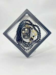 1 Set 6mm 99 Beads Muslim Prayer Beads With Rhinestone Flower Decorated Counter, 11x11x2cm Elegant Gift Box In Pink/Blue/Purple/Black/White, Luxurious Accessory For Belief & Prayer Counting