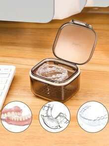 1/2 pièces Boîte de rangement pour appareils dentaires invisibles, boîte de rangement orthodontique à double couche, boîte pour brackets invisibles, boîte de nettoyage portable avec design de drainage, convient pour la maison, l'extérieur et les voyages