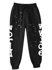 Gender - Neutral  Hooded Set - Creative Star Pattern With Letter Decoration, Comfortable Casual Sports Style, Versatile For Daily Outings  Animal  Letter    Spring/Fall    Regular Fit    Drawstring  Zipper  Pocket - 黑色 - 查看 8