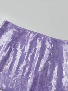 Women's Summer Mini Sequins Skirts Short Trendy Glitter Skirt for Daily, Travel, Parties - Morado - Ver 7