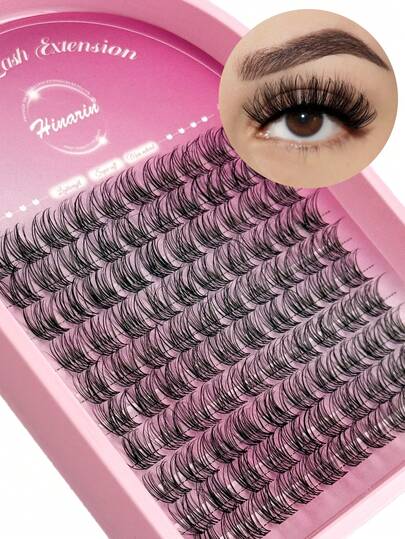 Hinarin 100 Pcs D Curl Wispy Cluster Lashes Clear Band Clusters Lash Extensions Natural Look Individual Clusters Eyelash Extension Handmade Crossed Individual Lashes Cluster Eyelashes Gift For Women Mom Wife Sister Teen Girl Friend