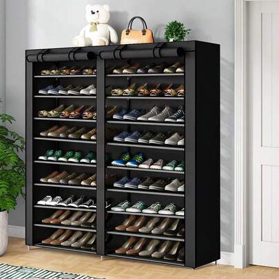 Zapatera de 9 Niveles, Organizador de Zapatero, Zapatero de Tela de 9 Niveles, Zapatero Organizador para 54 Pares, 9 Tier Zapatera de Gran Capacidad con Cubierta