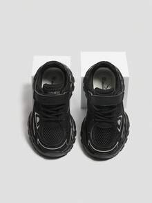 Zapatillas de moda para niños, nuevas zapatillas deportivas minimalistas para primavera/otoño, suela suave antideslizante, zapatos de malla transpirables para correr, para niños y niñas - Negro - Ver 6