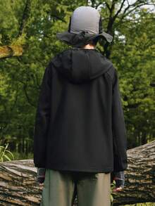 Balabala Kids' Fleece Lined Hooded Jacket, Warm Coat For Boys & Girls - Black - View 4