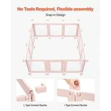 Dog Whelping Box, 60x59x23 In Transparent Plastic Dog Whelping Pen For X-Large Sized Dogs, Waterproof Puppy Playpen With Windows & Door Lock, Easy To Clean, Durable Indoor Pet Dogs Cats Birth Kit - Extra Large Dog (XL) Light Pink - 查看 3