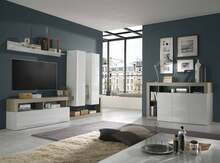 Dmora Amerikanisch - Anrichte, Weiß 42x146x93 cm, 4 Regale