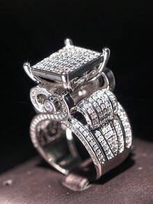 1 PC Glamorous Cubic Zirconia Ring For Women For Wedding Engagement Anniversary Party Jewelry Valentine's Day Gift