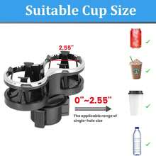 1pc Car Dual Cup Holder, Car Interior Accessory, Suitable For Coffee Cups/Water Bottles/, Beverage Organizer Rack, Cup Holder, Dual Drink Bottle Rack - Black - View 10