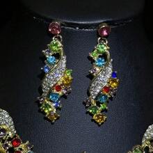 1 Set Women's Jewelry Set, Vintage Rhinestone Inlaid Earrings & Necklace 3-Piece Set, Suitable For Brides, Weddings, Banquets, Parties