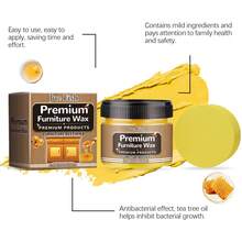 JUE FISH Furniture Polish Beeswax Wear-Resistant Wooden Furniture Floor Maintenance Beeswax Multi-Purpose Waterproof Furniture Cleaning Renovation Beeswax 80g - Màu vàng - Xem 8