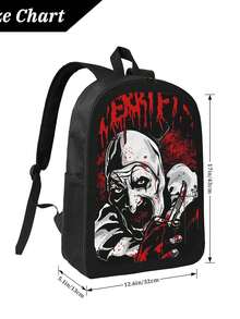Scary Clown Terrifier Backpack Men Travel Bag Outdoor Camera Lens Bag Black Ergonomics Laptop Bag Large Capacity Mountaineering Waterproof Handbag Mochilas Escolares, - màu đen - Xem 4