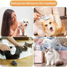 Cepillo Eléctrico para Perro con Atomizador, Autolimpiante Cepillos de Aseo para Gato, Evita los Pelos Voladores y Masajea Limpiamente, Cuidado Portátil de Mascotas para Peinado de Mascotas Masaje y Depilación - 1 - Ver 8