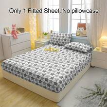 1 Peça Lençol Ajustável com Estampa de Estrela Cinza e Padrão V Branco, Capa de Colchão Macia e Confortável para Quarto, Quarto de Hóspedes e Dormitório, Protetor de Colchão, Conjunto de Roupa de Cama (Fronha Não Incluída)