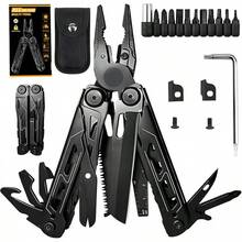 WAYAMY Multiherramienta de acero inoxidable, 28 en 1 Multiherramienta Alicates, Juego de Cuchillos de Alicates de Herramientas, el mejor regalo para novio, papá, él, marido - Negro - Ver 10