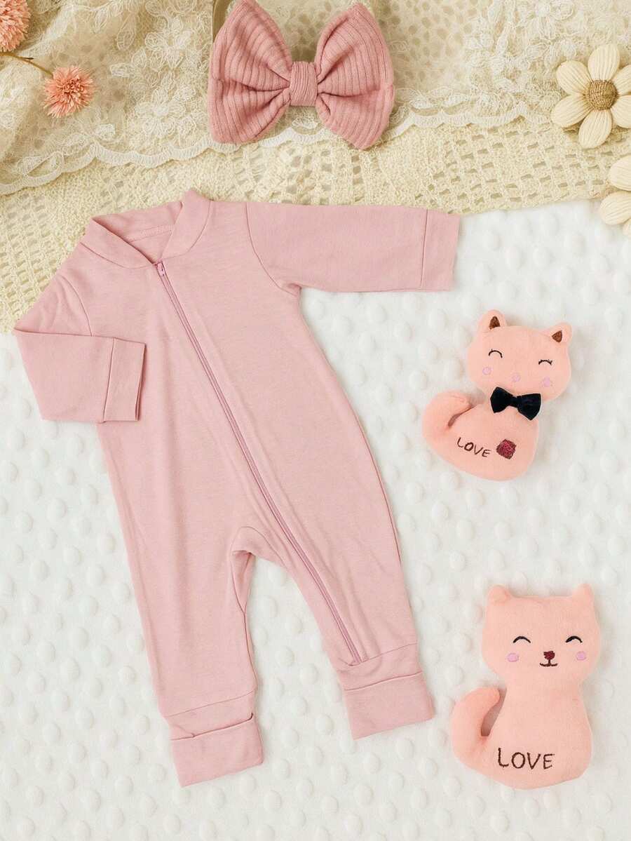 Baby's Zipper Footed Romper - Khỏa thân - Xem 1