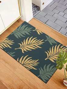 1pc Nordic Style Palm Leaf Entrance Mat, Non-Slip Absorbent Foyer Rug, Square Carpet For Indoor Entryway, Doormat, Bathroom, Laundry Room, Shower, Sink, Party, WashableChristmas Decor