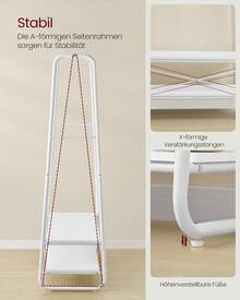 Kleiderständer, Garderobenständer, Garderobe, 2 Ablagen, 6 Haken in S-Form, Stahlgestell, 45 x 100 x 160 cm, für Schlafzimmer, Flur, Eingangsbereich - Wolkenweiß-Mattweiß - Übersicht 3
