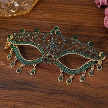 性感女士化妆舞会面具，高端合金水钻镂空面具，适用于庆典、狂欢节、派对、情侣装饰面具