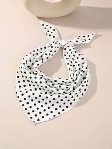 1 件女士简约休闲百搭白色波尔卡圆点头带冬季发饰时尚发带女士头巾柔软头巾 - 白色 - 查看 2