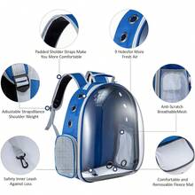 Cat Backpack Carrier – Transparent Bubble Space Capsule Pet Backpack With Hard Shell Dome, Mesh Ventilation & Padded Straps For Hands-Free Travel - Blue - View 4