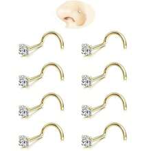 Nhẫn mũi vàng 18k - Khuyên xỏ khuyên bằng thép không gỉ 316L 20g dành cho nam nữ, khuyên mũi tiêu chuẩn hoặc dài đính đá CZ hoặc đá mũi tròn - Nhiều màu - Xem 29