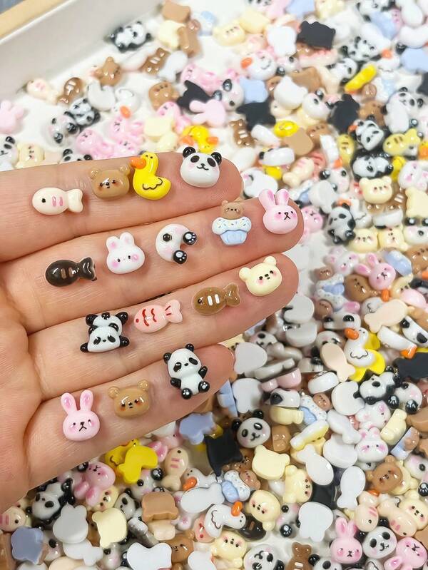 20/50 Random Mixed Nail Accessories - Including Cute Little Fish, Rabbit, Bear, Duck, Nail Art Design - Very Suitable For Nail DIY Decoration, Hair Clip, Phone Case, Handmade Decoration DIY Accessories
