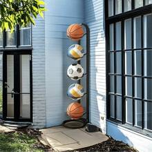 1pc Black Indoor Children's Basketball Storage Rack, Holds Balls, Footballs, Volleyball, Space-Saving