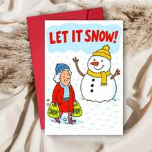 1 Stück "Let It Snow" witzige Winter Grußkarte für Freunde und Familie, perfekt für Feiertags-Wünsche, saisonales humorvolles Design, ideal für Weihnachten und Winterfeiern, Umschlag + Grußkarte