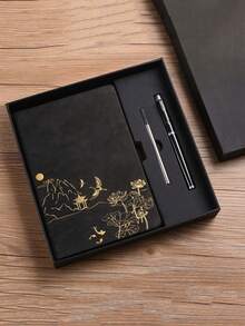 Set regalo taccuino personalizzato A5, include taccuino + penna + ricarica + scatola regalo. Il taccuino e la penna possono essere personalizzati con il testo desiderato. Disponibile come taccuino singolo o set. Taccuino in finta pelle con goffratura paesaggistica, taccuino per riunioni, blocco note. Copertina in materiale PU con sensazione di pelle e colore cangiante, 100 pagine interne, motivo di copertina unico, forniture regalo di Natale - Multicolore - Visualizzare 19