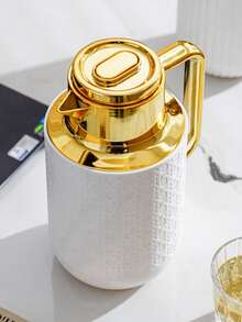 1pc 1000ml/33.8oz Vacuum Insulated Bottle, Minimalist Gold-Plated Design, Push-Button Spout, Glass Liner, Suitable For Coffee, Essential For Back To School - Multicolor - View 8