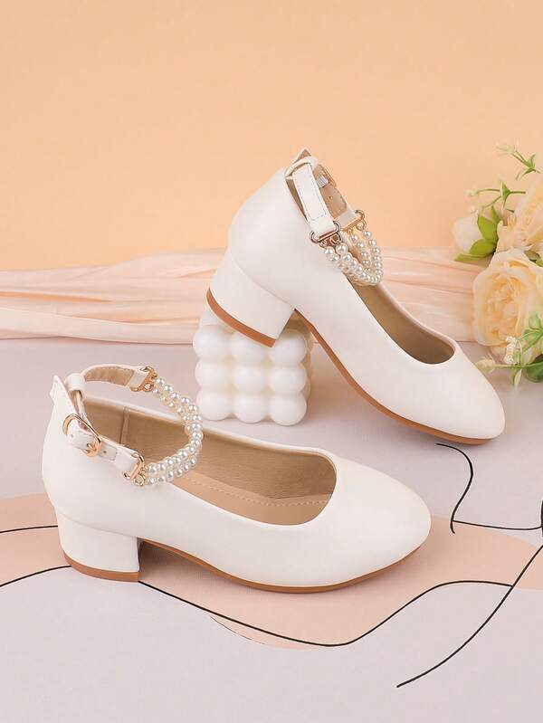 Mädchen Mode weiße einfache Absatz Anzugschuhe, geeignet für formelle Kleider, Aufführungen, Hochzeiten, Partys, Feiertage, vielseitige und bequeme Ballettschuhe für kleine, mittlere und große Mädchen