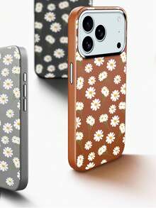 Funda de cuero para iPhone 17 Pro Max 17 Air con protección de pantalla completa, diseño de margaritas, minimalista, material de PU premium. - Gris Claro - Ver 6