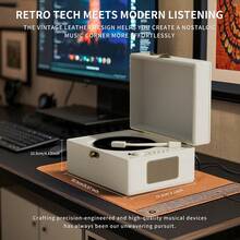 带扬声器的可充电皮革 CD 播放器，内置 3600mAh 电池，节日礼物，适合家居装饰的 BGM 播放器，复古，怀旧