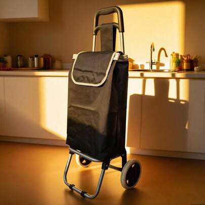 Carrito Compra Plegable Carro de la Compra 2 Ruedas con Bolsa Desmontable, tela Oxford bolsa,Carro Ruedas Anchas, Bolsa Extraíble,88 x 35 x 17 cm, 22.8L.