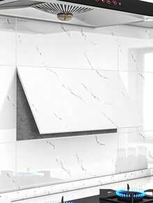 1 Box 30/50pcs Self-Adhesive Wall Stickers, Foam Marble Design, Suitable For Kitchen, Bathroom And Living Room - Made Of PVC And PE Material, Decorative Glossy, Disposable, Rectangular, Smooth Surface, Removable And Easy To Install. - Multicolor - View 6