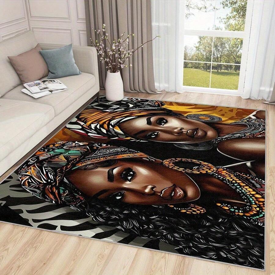 African Women Area Rug - African Woman Rug, African American Woman Area ...