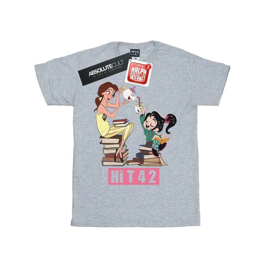 Disney Mens Wreck It Ralph Belle And Vanellope TShirt (Sports Grey)