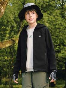 Balabala Kids' Fleece Lined Hooded Jacket, Warm Coat For Boys & Girls - Black - View 3