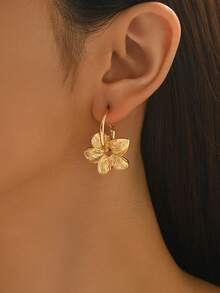 1 对时尚优雅油滴花吊坠耳环，休闲通勤派对珠宝礼物送给朋友 - 耳環 - 查看 3