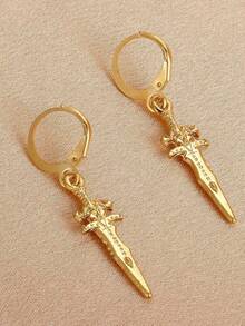 A Pair Of Retro Fashionable And Simple Cross Sword Earrings Suitable For Daily Banquets
