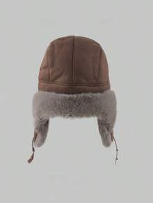 1 件男士冬季绒面抓绒保暖户外骑行护耳防风捕手帽，厚衬里 - 彩色 - 查看 5