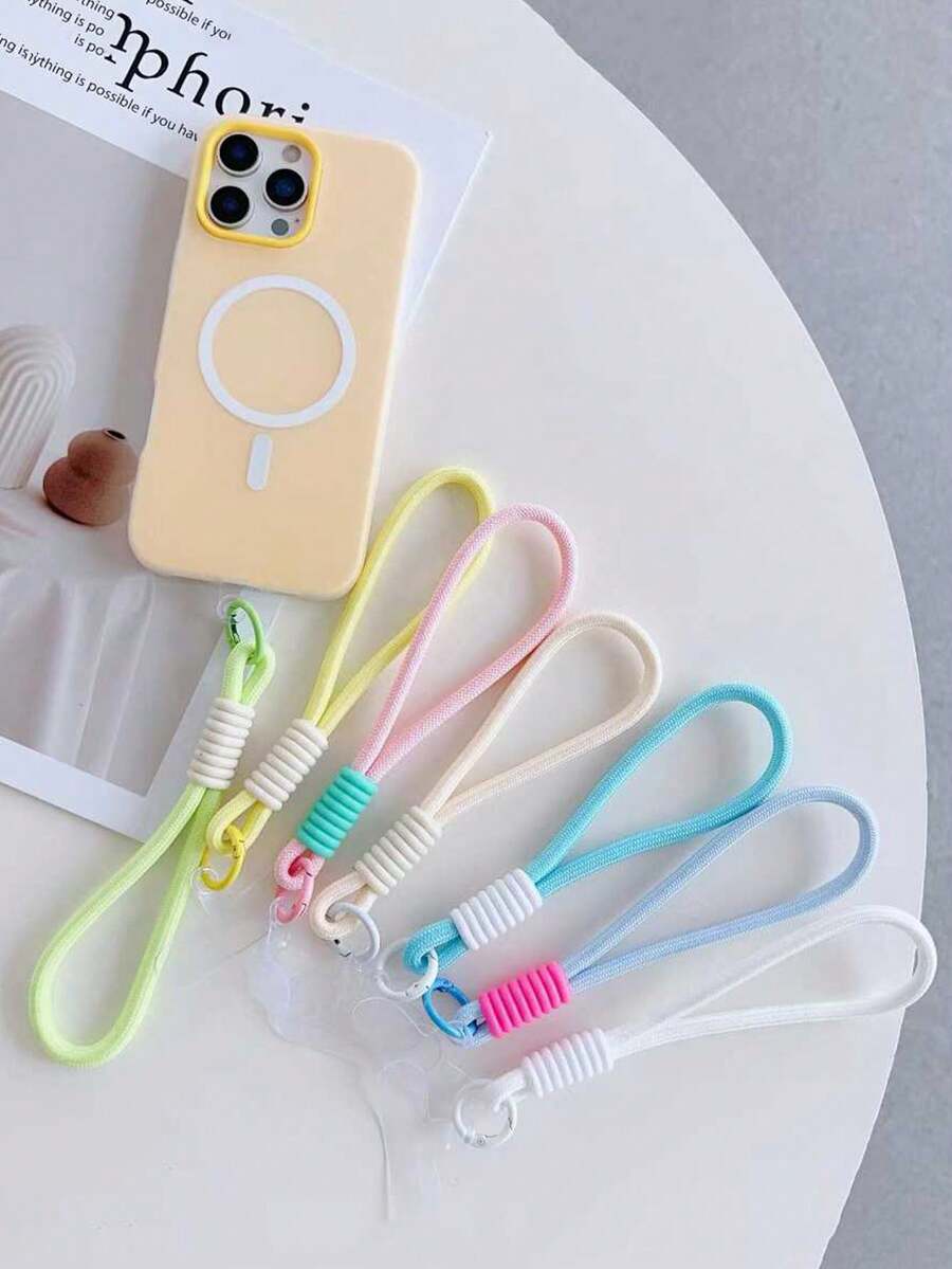 1 pieza Llavero de teléfono minimalista con bloques de color, correa universal para funda de teléfono, llavero de coche creativo