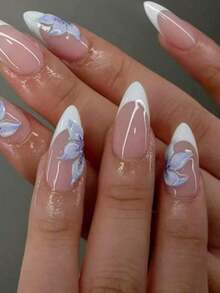 24Pcs Long Almonds 3D Gel Nails Halloween Style Grace Press On Nails - Styles Are Randomly Delivered, There Is A Chance To Buy More And Get More Press On Nails Long Fit Nail Set, , Easy To Wear Flower Nails & Summer Nails Art Woman Girl Daily Work Wear Rave Party Use Nail Supplies Nails - CD ngẫu nhiên - Xem 1