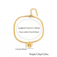 1pc Vintage Heart Hollow Initial Pendant Golden Stainless Steel Herringbone Chain Anklets For Women